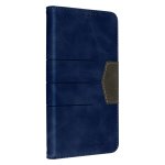 Coque pour Galaxy S23 Porte Carte et Support Vidéo Similicuir Bicolore Bleu Foncé