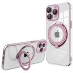 Custodia ad anello magnetico rosa freddo per iPhone 15 Pro