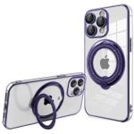 Raffinata custodia con anello magnetico viola per iPhone 15 Pro Max