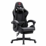 Chaise de jeu Tempest Shake avec repose-pieds et massage noir