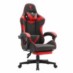 Tempest Shake Gaming-Stuhl mit Fußstütze und Massage, Schwarz/Rot, atmungsaktiver Stoff