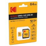 Tarjeta MicroSD Kodak Ultra Performance 64 GB UHS-I U3 V30 A1 con Adaptador