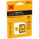 Kodak Premium Perfomance Tarjeta de Memoria MicroSDXC 64GB Clase 10 con Adaptador Kodak Premium Perfomance Tarjeta de Memoria MicroSDXC 64GB Clase 10 con Adaptador