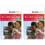 Agfaphoto Confezione da 2 schede di memoria MicroSDHC da 32 GB Classe 10 con adattatore