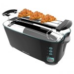 Tostapane Cecotec Toast&Taste Extra Double N 2 Fessure Lunghe 1350 W 7 Livelli Scongelamento Nero/Inox