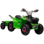 Homcom Quad Eléctrico Para Niños Con Remolque 106x41,5x48,5 Cm Verde