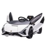 Homcom Coche Eléctrico Blanco 12V +3 Años Lamborghini Sian con Mando a Distancia