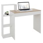 ML-Desing Escritorio con Estantes Mesa De Trabajo 110x72x40cm Blanco/Beige