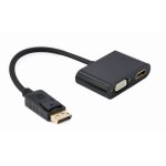 Gembird DisplayPort Macho para HDMI Fêmea + VGA Fêmea Preto