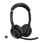 Auriculares Jabra Evolve2 55 inalámbricos Bluetooth con Cancelación de Ruido, micrófono y base de carga, negros
