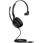 Auriculares Jabra Evolve2 50 con cable USB con Cancelación de Ruido, micrófono y control de volumen para oficina o call center, negros