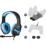 Konix Mythics Gaming-Zubehörpaket mit PS-400-Gaming-Kopfhörern für PS4, Blau