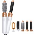 Klack Cepillo de Aire Caliente Moldeador 5 en 1 Voluminizador Ondulacion Alisador Blanco/Dorado