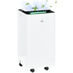 HOMCOM Deshumidificador Eléctrico con 5 Modos 10L/día 200W 25x25x50,5 cm Blanco