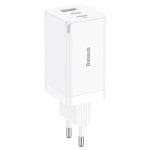 Baseus GaN5 Pro 3 Carregador de Parede Carregamento Rápido 65W Branco
