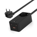 Striscia di ricarica ultra veloce Ksix Gan da 65 W, PPS, alimentazione, multiporta X4, cavo da 1,5 m, nero