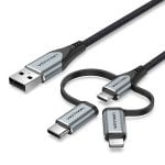 Vention CQJHF Cable USB Macho a USB-C Macho / MicroUSB Macho / Lightning Macho 1m Gris Vention CQJHF Cable USB Macho a USB-C Macho / MicroUSB Macho / Lightning Macho 1m Gris