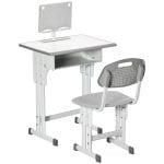 Homcom Juego De Escritorio Y Silla Para Niños Ajustable 60x45x90-102 Cm Gris