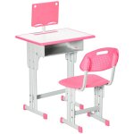 Homcom Juego De Escritorio Y Silla Para Niños Ajustable 60x45x90-102 Cm Rosa