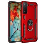 Étui magnétique Max Power Digital avec anneau rotatif, rouge, pour Samsung Galaxy S21 FE 5G