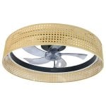 Cecotec Energysilence Lampaero 600 Ventilateur de Plafond Design Beige avec Lumière 20W Osier