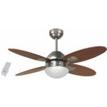 Bastilipo - Ventilatore da soffitto con telecomando, 60w, 105 cm, Bastilipo Bermeo Nichel