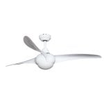 Bastilipo - Ventilatore da soffitto a LED con telecomando, 132 cm, pale in acrilico, Led Capri White