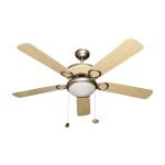 Bastilipo - Formentera, Ventilatore da Soffitto 132 Cm, Nichel Satinato e Pino, 60 W, 5 Pale, Luce