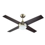 Bastilipo - Ventilatore da Soffitto in Bronzo Invecchiato 105 Cm con 3 Luci LED e Telecomando Modello Pelle Mojacar