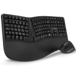 Owlotech EMK500 Ergonomische kabellose Tastatur- und Mauskombination, Schwarz
