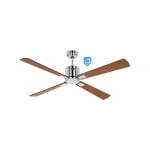 Casafan Eco Neo Iii Deckenventilator 132 cm mit WLAN-Motor 948202 W, helles Chrom/Teak und Schwarz