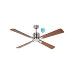 Casafan Eco Neo Iii 132 cm Deckenventilator mit WLAN-Motor 942202 W, gebürstetes Chrom/Schwarz und Teakholz