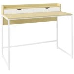 Homcom Mesa de Escritorio con Estante y 2 Cajones Extraíbles 106x50x89cm Blanca