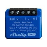 Relais Wi-Fi Shelly 1 Mini Gen3 Wi-Fi Bluetooth Contrôle universel, Encastrable, Protection thermique
