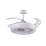 Ventoinha de teto Bel Air Hermes 108W LED 4 pás retráteis branco