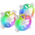 Mars Gaming MF-3A Kit 3 ventole FDB 120mm ARGB Rainbow 360º senza telaio Doppio connettore Bianco