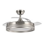 Iluminashop Ventilador de Techo con Luz LED y Mando 72W Níquel Motor DC