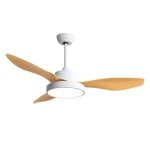 Iluminashop Ventilador de Techo LED con Luz y Mando 48W Blanco/Haya Motor DC