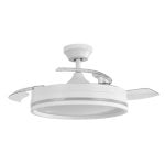 Iluminashop Ventilador de Techo con Luz LED y Mando 72W Blanco Motor DC Aspas Retráctiles