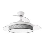 Iluminashop Ventilador de Techo con Luz LED y Mando 72W Blanco/Gris Motor DC Aspas Rectráctiles