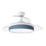 Iluminashop Ventilador de Techo con Luz LED y Mando 72W Blanco/Azul Motor DC