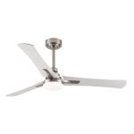 Iluminashop 350977 Ventilador de Techo LED Verano e Invierno con Mando a Distancia 22W Niquel/Blanco