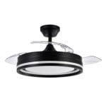 Iluminashop 350476 Ventilador de Techo LED con Mando a Distancia y Palas Retractiles 72W Negro