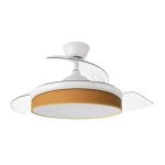 Iluminashop 350599 Ventilador de Techo LED con Mando a Distancia Palas Retractiles 72W Blanco/Naranja