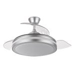 Iluminashop 334886 Ventilador de Techo LED con Mando a Distancia Y Palas Retractiles 72W Plata