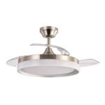 Iluminashop 350455 Ventilador de Techo LED con Temporizador Mando a Distancia Palas Retractiles 72w Plata