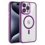 Coque magnétique cool avec bord violet pour iPhone 15 Pro