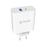 Muvit For Change Cargador de Pared 1 USB QC 3.0 18W+1 USB-C PD 65W Blanco