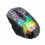 Kinsi BM530 Ratón Óptico Gaming Inalámbrico RGB 3600DPI Transparente Negro