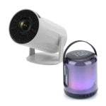 Projetor Klack Mini Pro 4K 300 Lúmenes 120" LED LCD Smart Android Portátil